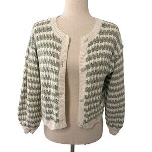 Broadway 38 Womens M Chunky Cropped Cardigan Grandma Vintage Inspired Cottagcore